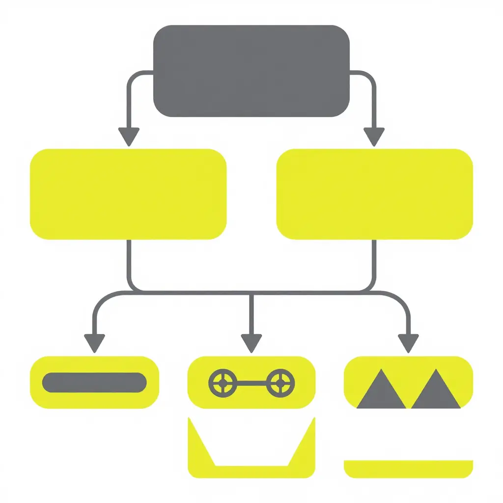 Two-dimensional decision-flow schematic showing a top node branching into distance-based and configuration-based paths, each ending at one of three terminals for full driveshaft removal, rear axle shaft removal, or transport on a trailer