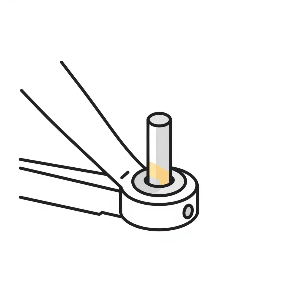 Flat 2D schematic diagram of a wheel lift pivot pin assembly, showing the pivot pin, bushing, lift arm, and bracket with wear and play zones highlighted